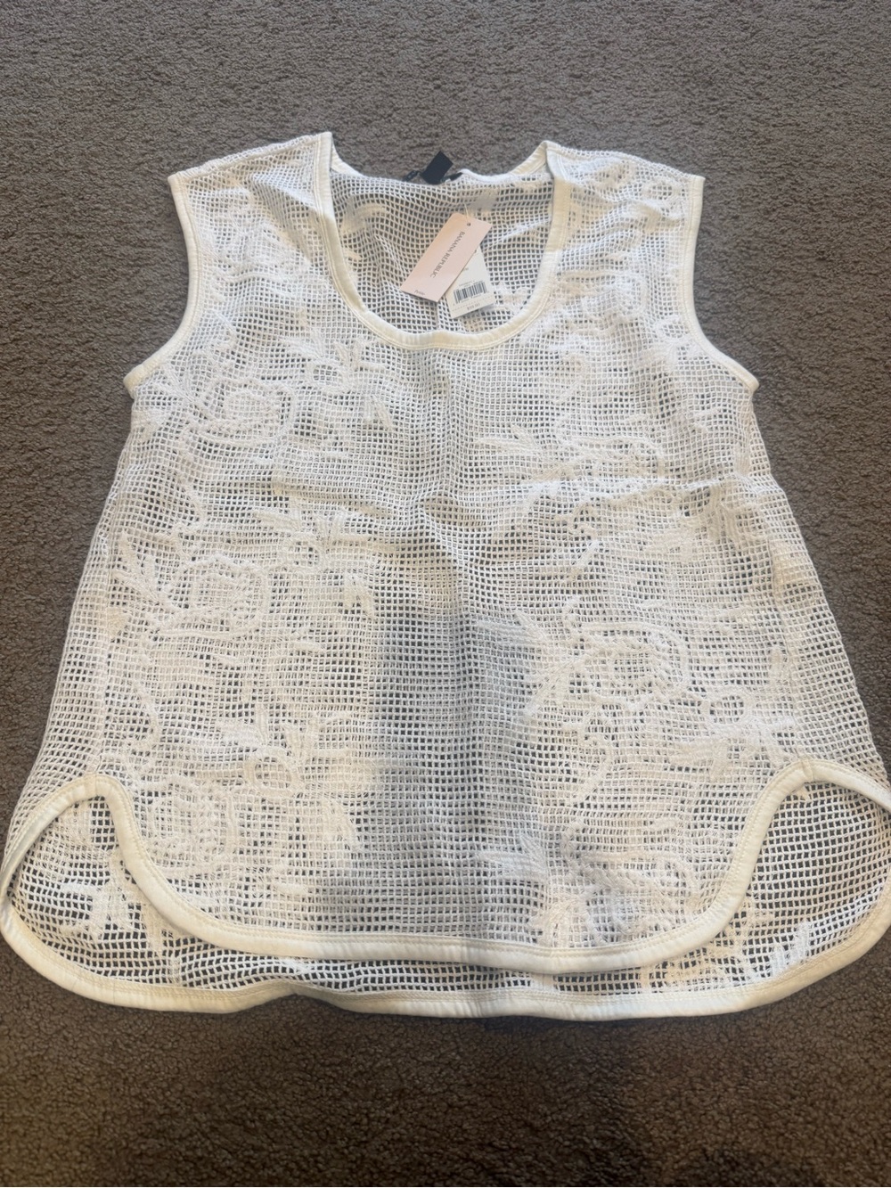Banana Republic White Open-Knit Tank Top